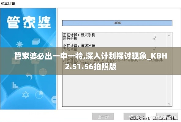 管家婆必出一中一特,深入計劃探討現(xiàn)象_KBH2.51.56拍照版