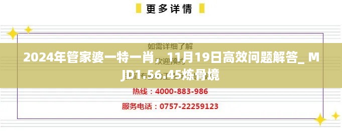 2024年管家婆一特一肖，11月19日高效問題解答_ MJD1.56.45煉骨境