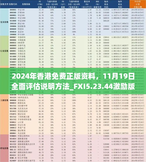 2024年香港免費(fèi)正版資料，11月19日全面評估說明方法_FXI5.23.44激勵版