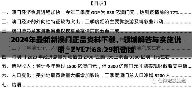 2024年最新新澳門正品資料下載，領(lǐng)域解答與實(shí)施說明_ ZYL7.68.29機(jī)動版