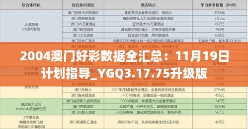 2004澳門好彩數(shù)據(jù)全匯總：11月19日計劃指導_YGQ3.17.75升級版