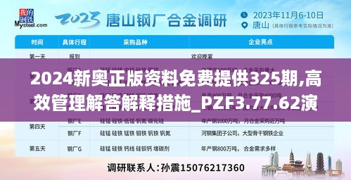 2024新奧正版資料免費(fèi)提供325期,高效管理解答解釋措施_PZF3.77.62演講版