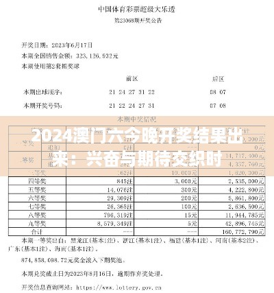 2024澳門(mén)六今晚開(kāi)獎(jiǎng)結(jié)果出來(lái)：興奮與期待交織時(shí)