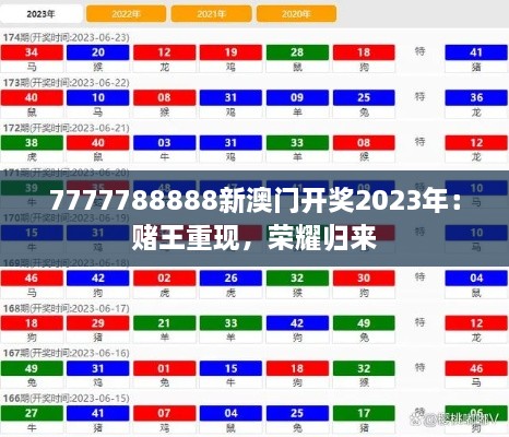 7777788888新澳門開獎(jiǎng)2023年：賭王重現(xiàn)，榮耀歸來