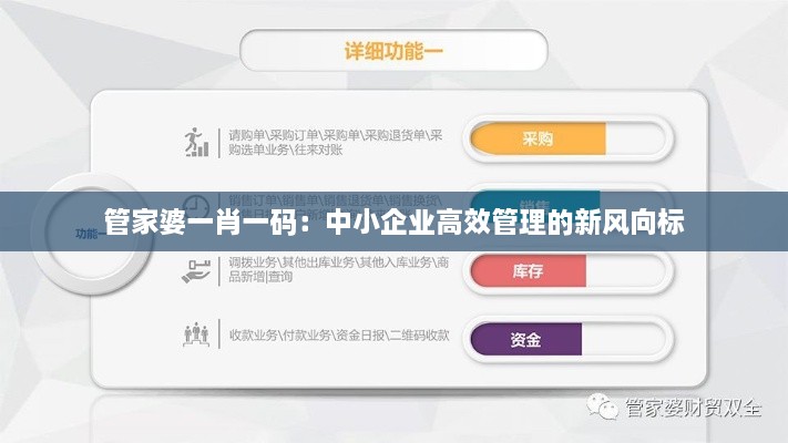 管家婆一肖一碼：中小企業(yè)高效管理的新風(fēng)向標(biāo)