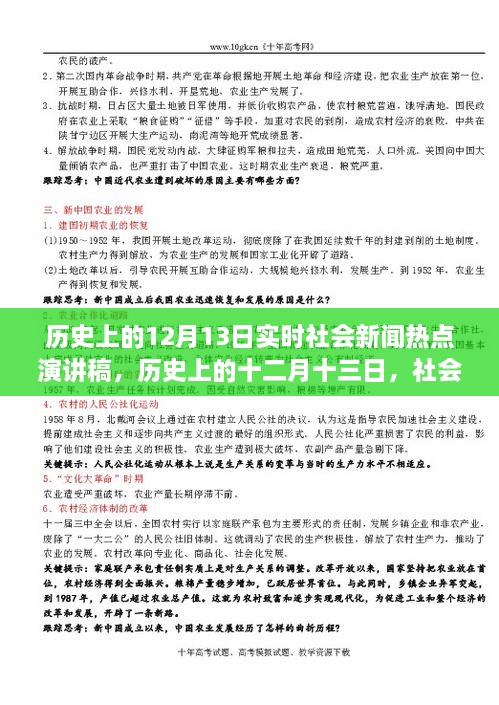 歷史上的十二月十三日社會新聞熱點回顧與影響分析，實時社會新聞熱點演講稿