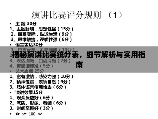 揭秘演講比賽統(tǒng)分表，細節(jié)解析與實用指南