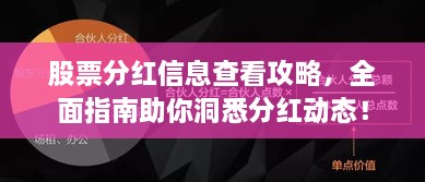 股票分紅信息查看攻略，全面指南助你洞悉分紅動態(tài)！