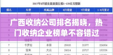 廣西收納公司排名揭曉，熱門收納企業(yè)榜單不容錯(cuò)過！