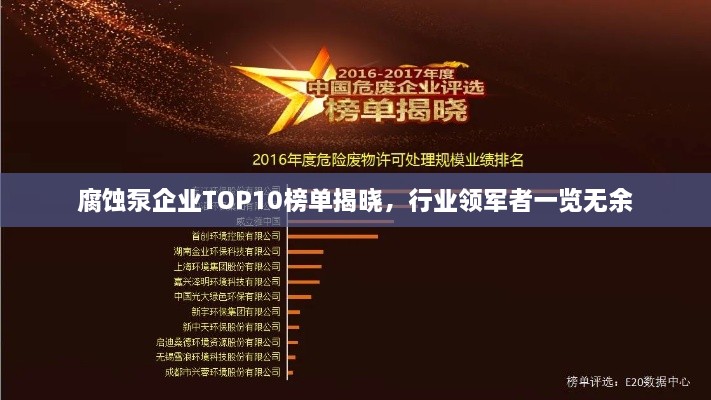 腐蝕泵企業(yè)TOP10榜單揭曉，行業(yè)領(lǐng)軍者一覽無(wú)余