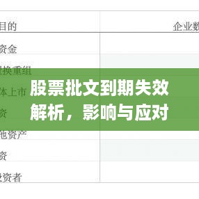 股票批文到期失效解析，影響與應(yīng)對策略