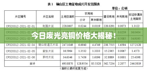 今日廢光亮銅價格大揭秘！