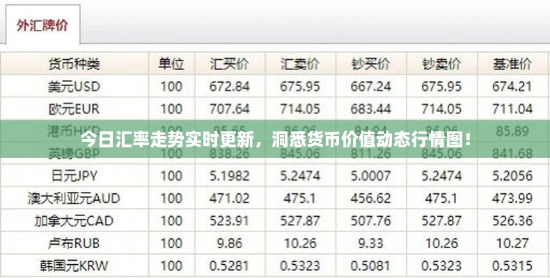 今日匯率走勢實時更新，洞悉貨幣價值動態(tài)行情圖！