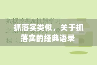抓落實類似，關于抓落實的經(jīng)典語錄 